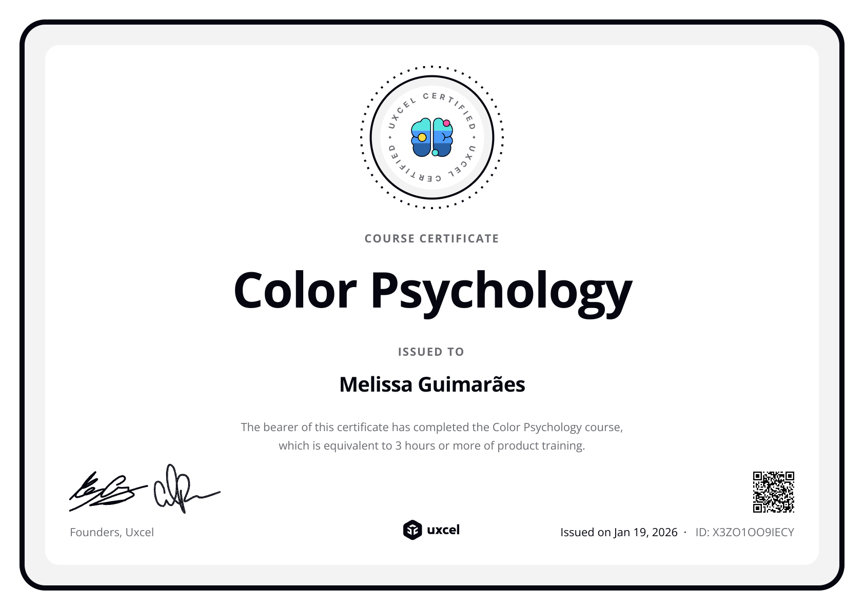 Melissa Guimarães's certificate